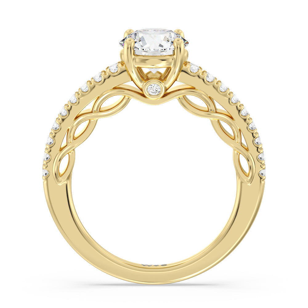 Galleria Braided Peekaboo Engagement Ring with Round Cut Diamond in 14KT Yellow Gold view 2
