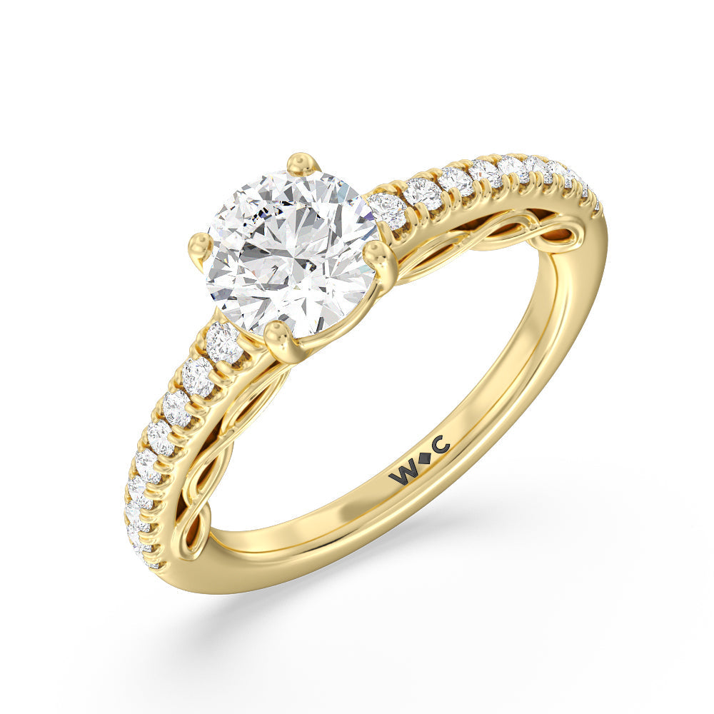 Galleria Braided Peekaboo Engagement Ring with Round Cut Diamond in 14KT Yellow Gold view 3
