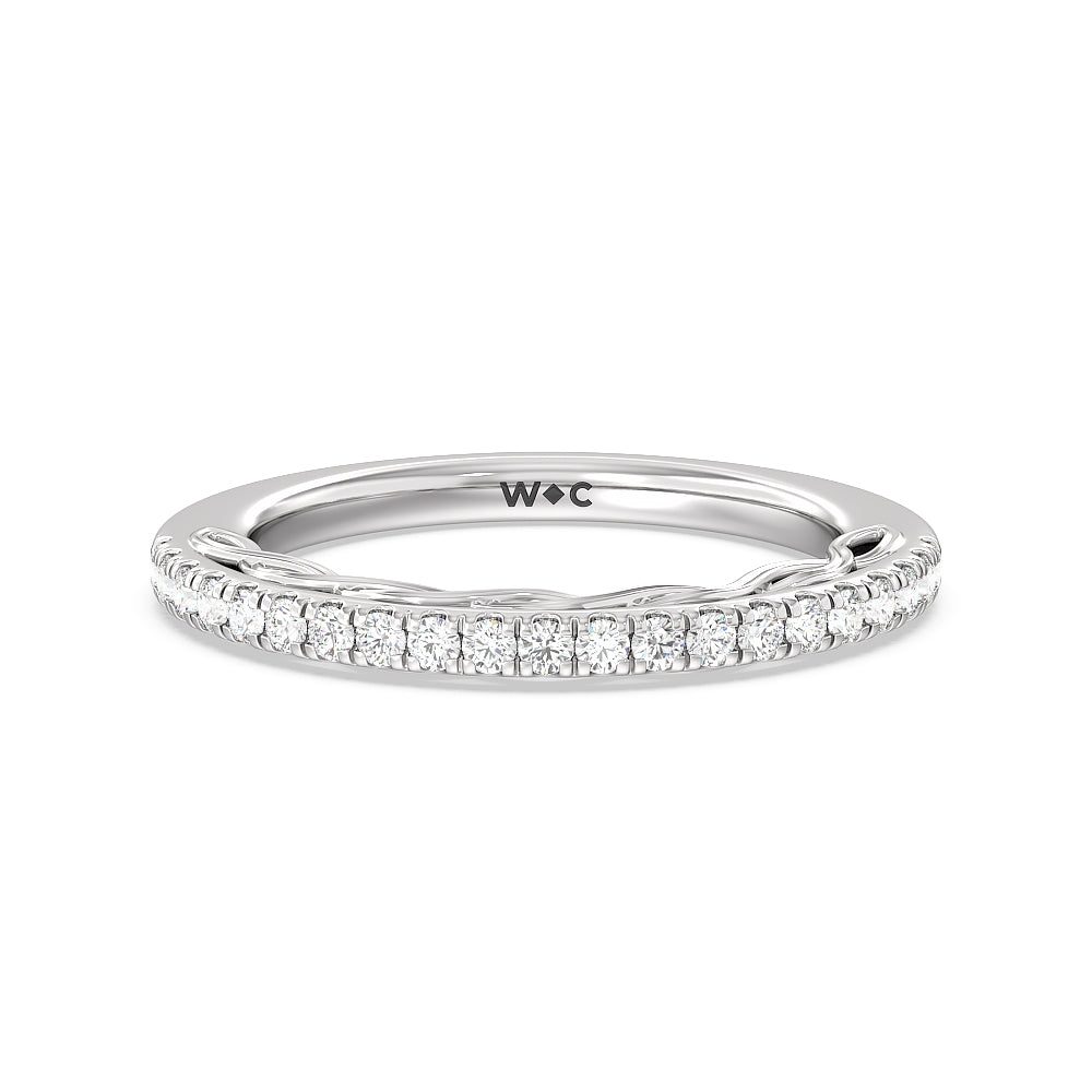 Galleria Braided Peekaboo Diamond Wedding Band with 18KT White Gold Cut Diamond in 14KT White Gold view 1
