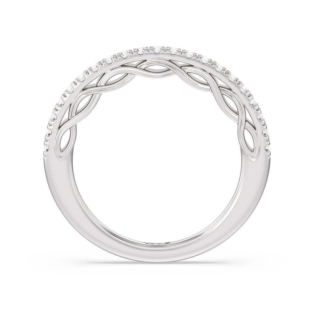 Galleria Braided Peekaboo Diamond Wedding Band with 18KT White Gold Cut Diamond in 14KT White Gold view 2
