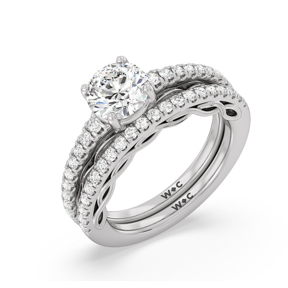 Galleria Braided Peekaboo Diamond Wedding Band with 18KT White Gold Cut Diamond in 14KT White Gold view 3
