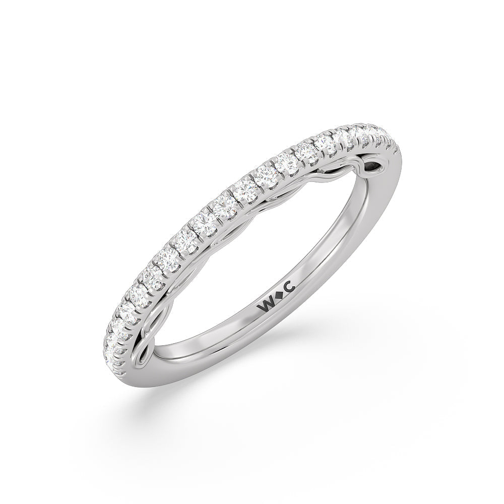 Galleria Braided Peekaboo Diamond Wedding Band with 18KT White Gold Cut Diamond in 14KT White Gold view 4
