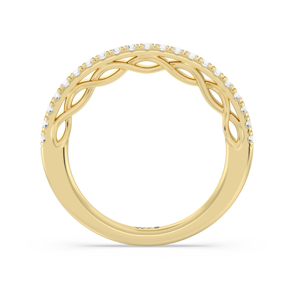 Galleria Braided Peekaboo Diamond Wedding Band with 18KT Yellow Gold Cut Diamond in 14KT Yellow Gold view 2
