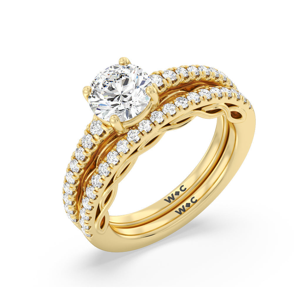 Galleria Braided Peekaboo Diamond Wedding Band with 18KT Yellow Gold Cut Diamond in 14KT Yellow Gold view 3

