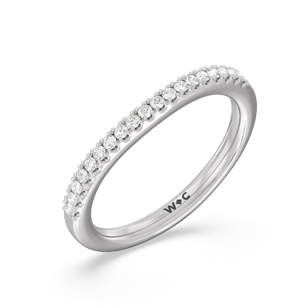 Split Shank Scalloped Hidden Halo Diamond Wedding Band with 18KT White Gold Cut Diamond in 14KT White Gold view 4
