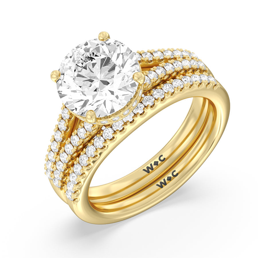 Split Shank Scalloped Hidden Halo Engagement Ring with Princess Cut Diamond in 14KT Rose Gold view 5
