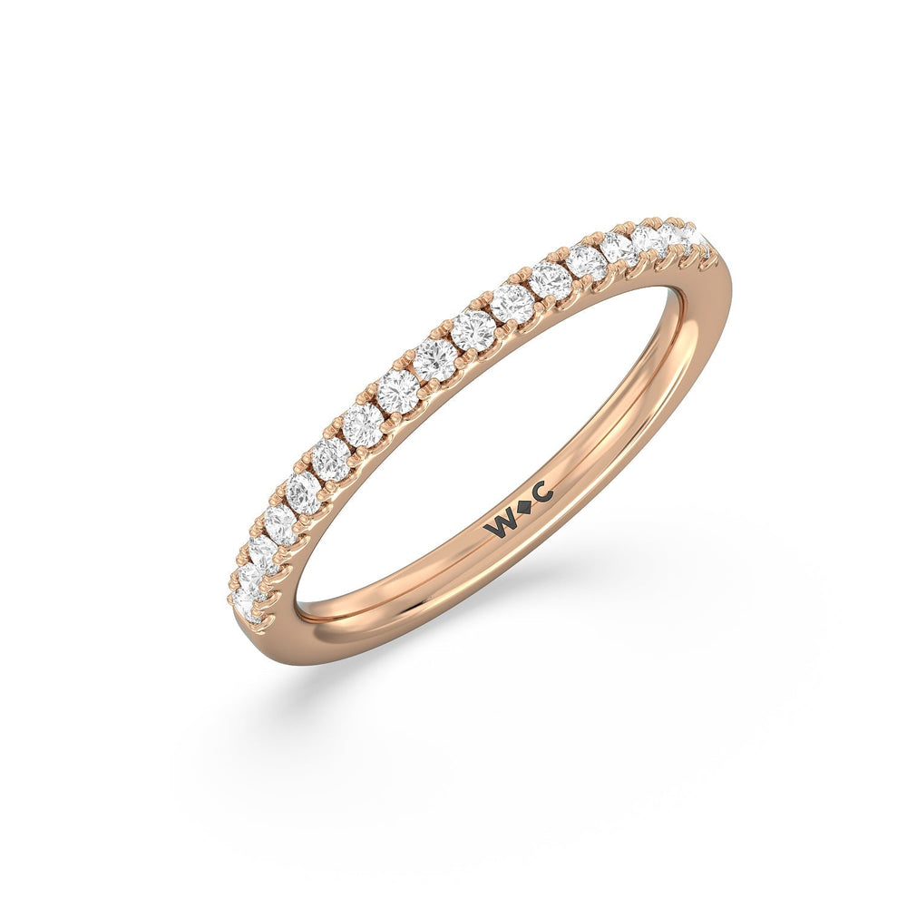 Double Row Pave Ascending Hidden Halo Diamond Wedding Band with Lab Cut Diamond in 14KT Rose Gold view 4
