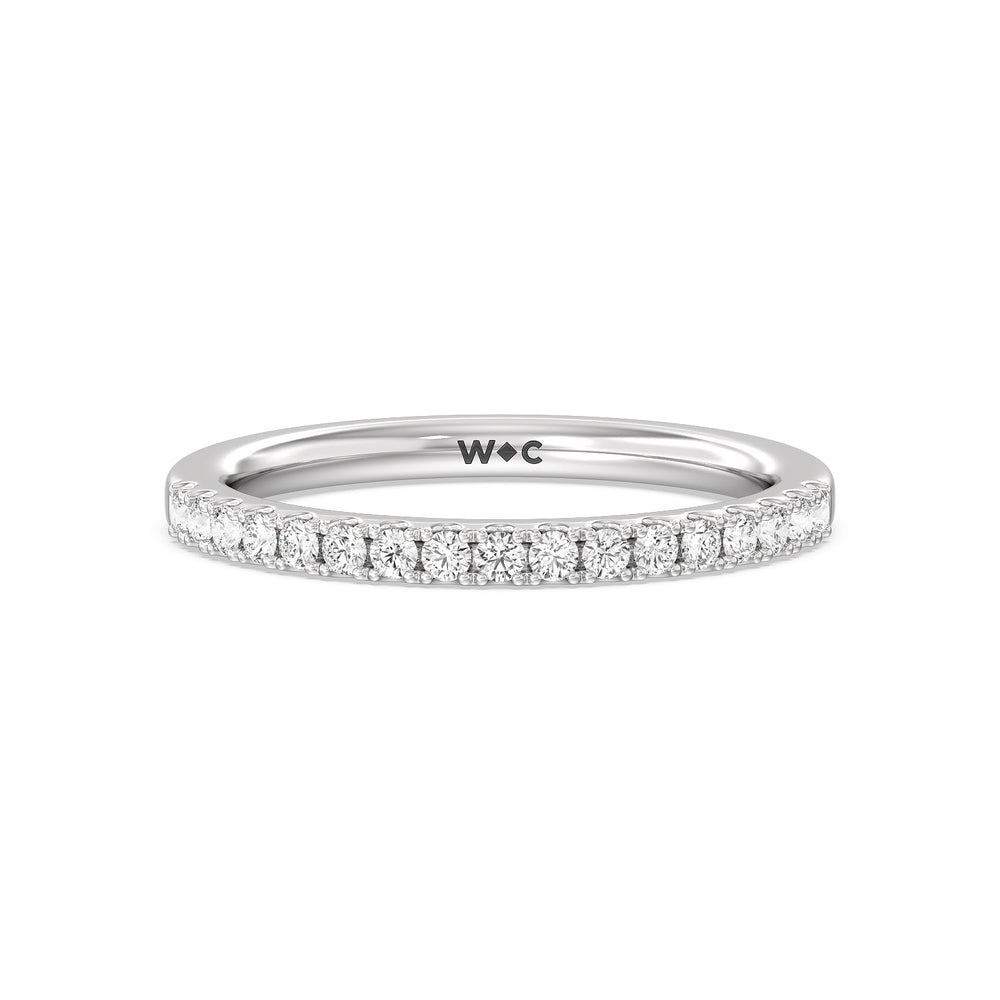 Double Row Pave Ascending Hidden Halo Diamond Wedding Band with Lab Cut Diamond in 14KT White Gold view 1
