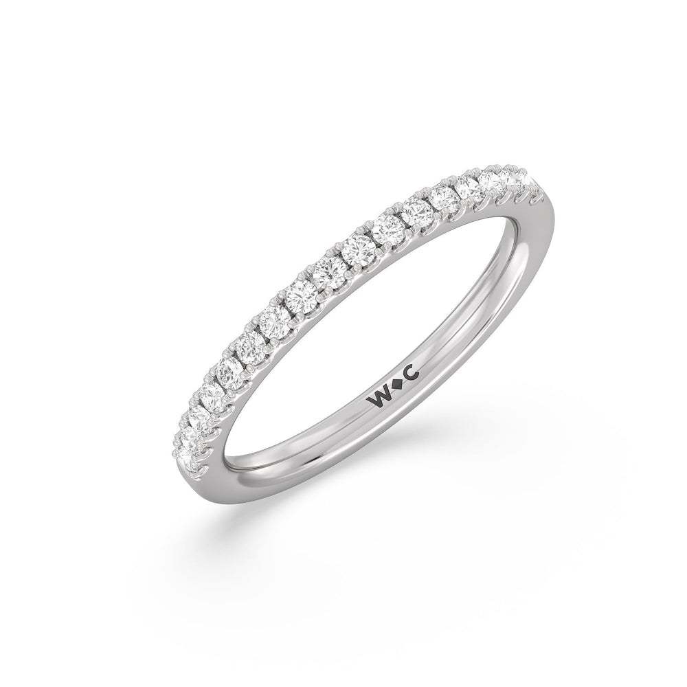 Double Row Pave Ascending Hidden Halo Diamond Wedding Band with Lab Cut Diamond in 14KT White Gold view 4
