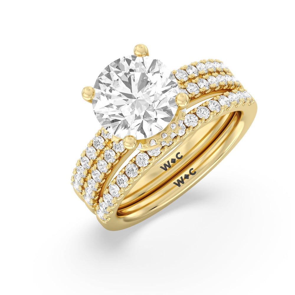 Double Row Pave Ascending Hidden Halo Engagement Ring with Cushion Cut Diamond in 14KT Rose Gold view 5

