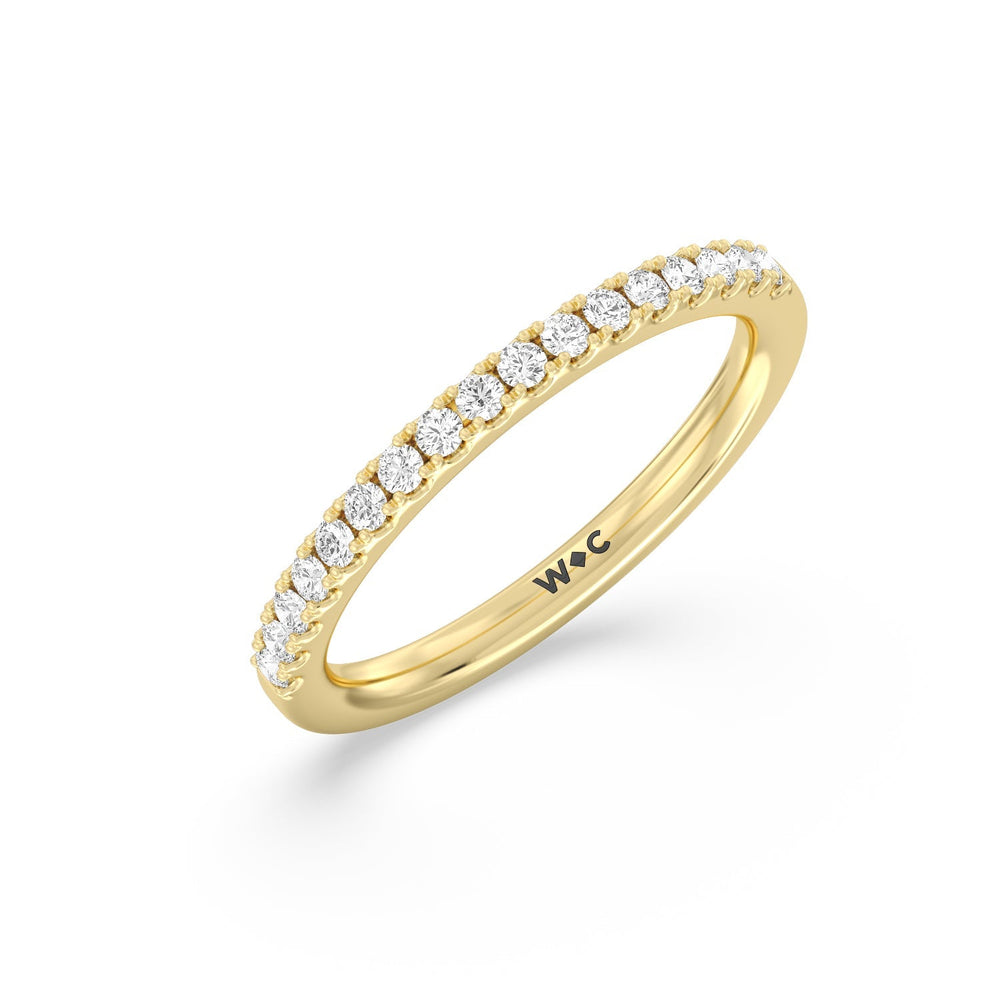 Double Row Pave Ascending Hidden Halo Diamond Wedding Band with Lab Cut Diamond in 14KT Yellow Gold view 4
