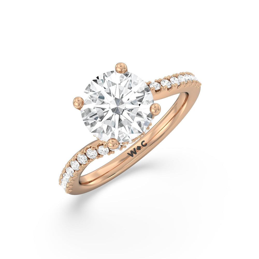 Spiral Hidden Halo Engagement Ring with Round Cut Diamond in 14KT Rose Gold view 3

