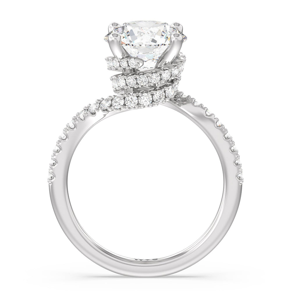 Spiral Hidden Halo Engagement Ring with Round Cut Diamond in 14KT Platinum view 2
