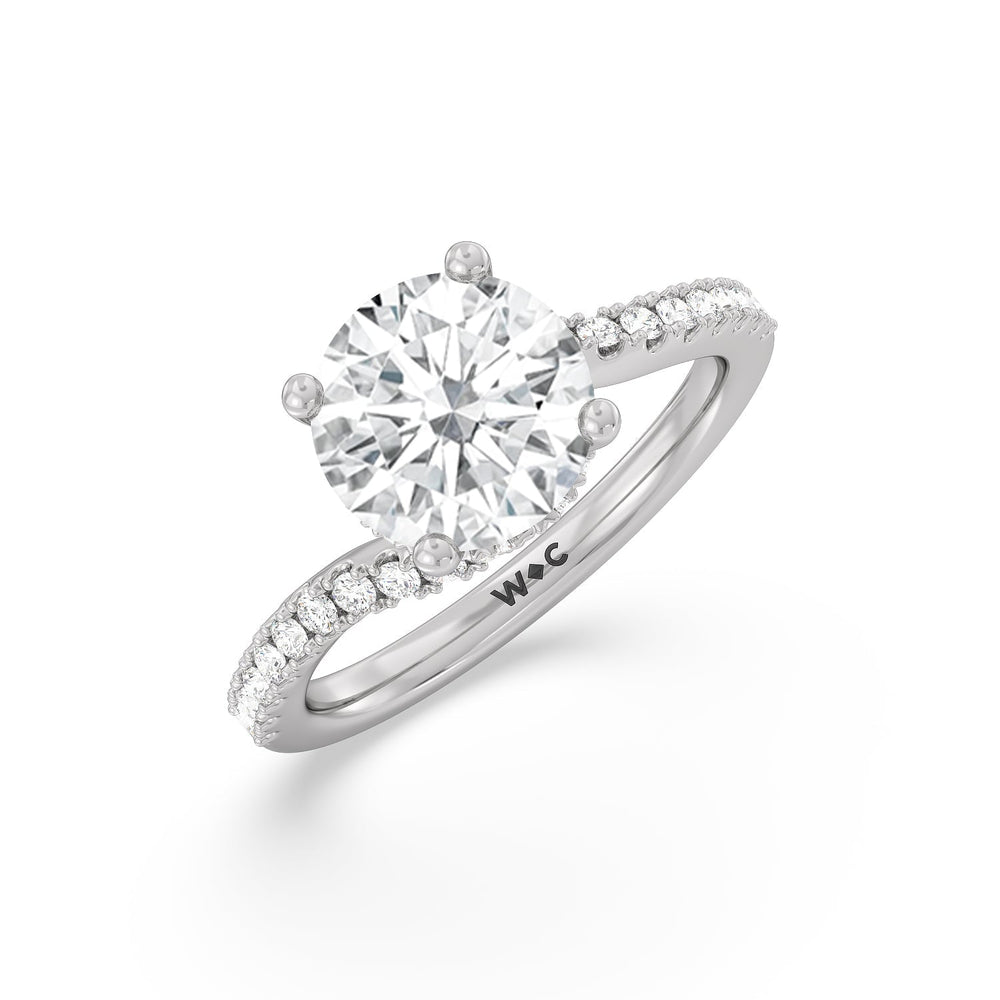 Spiral Hidden Halo Engagement Ring with Round Cut Diamond in 14KT Platinum view 3
