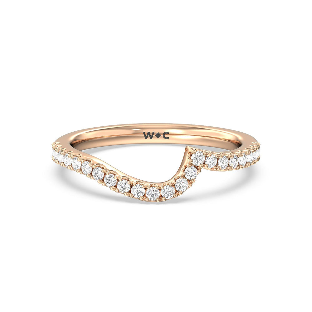 Spiral Hidden Halo Diamond Wedding Band with 18KT Rose Gold Cut Diamond in 14KT Rose Gold view 1
