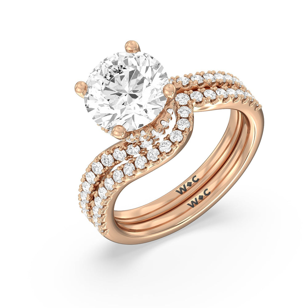 Spiral Hidden Halo Engagement Ring with Asscher Cut Diamond in 14KT Rose Gold view 8
