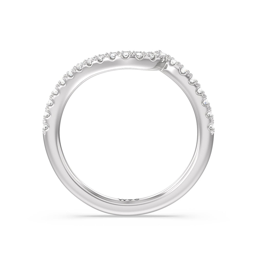 Spiral Hidden Halo Diamond Wedding Band with 18KT White Gold Cut Diamond in 14KT White Gold view 2
