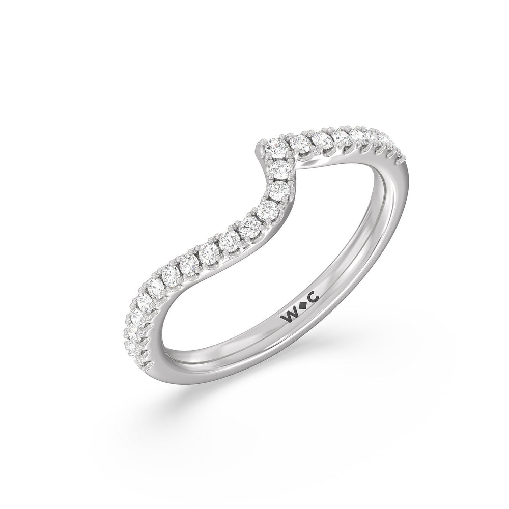Spiral Hidden Halo Diamond Wedding Band with 18KT White Gold Cut Diamond in 14KT White Gold view 4
