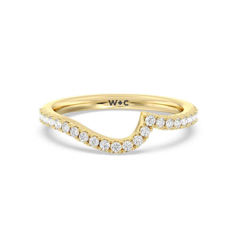 Spiral Hidden Halo Diamond Wedding Band with 18KT Yellow Gold Cut Diamond in 14KT Yellow Gold view 1
