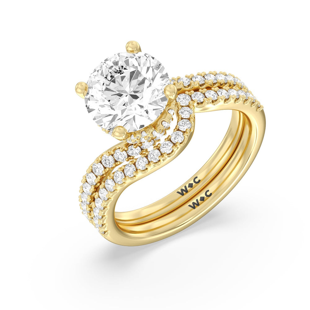 Spiral Hidden Halo Engagement Ring with Asscher Cut Diamond in 14KT Rose Gold view 7
