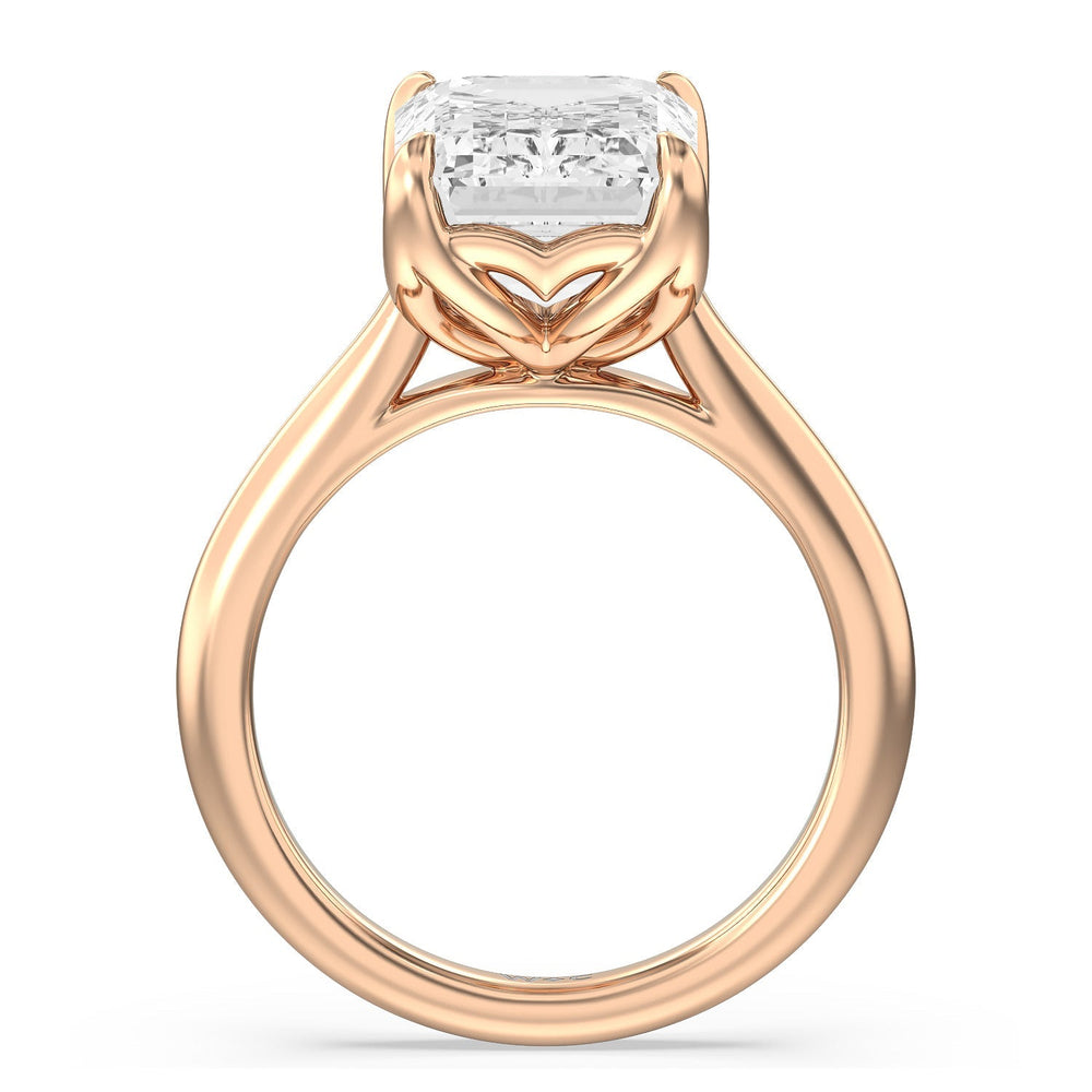 Famed Tulip Cathedral Ring with Emerald Cut Diamond in 14KT Rose Gold view 2

