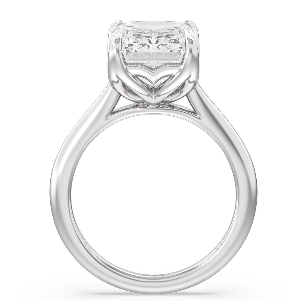 Famed Tulip Cathedral Ring with Emerald Cut Diamond in 14KT Platinum view 2
