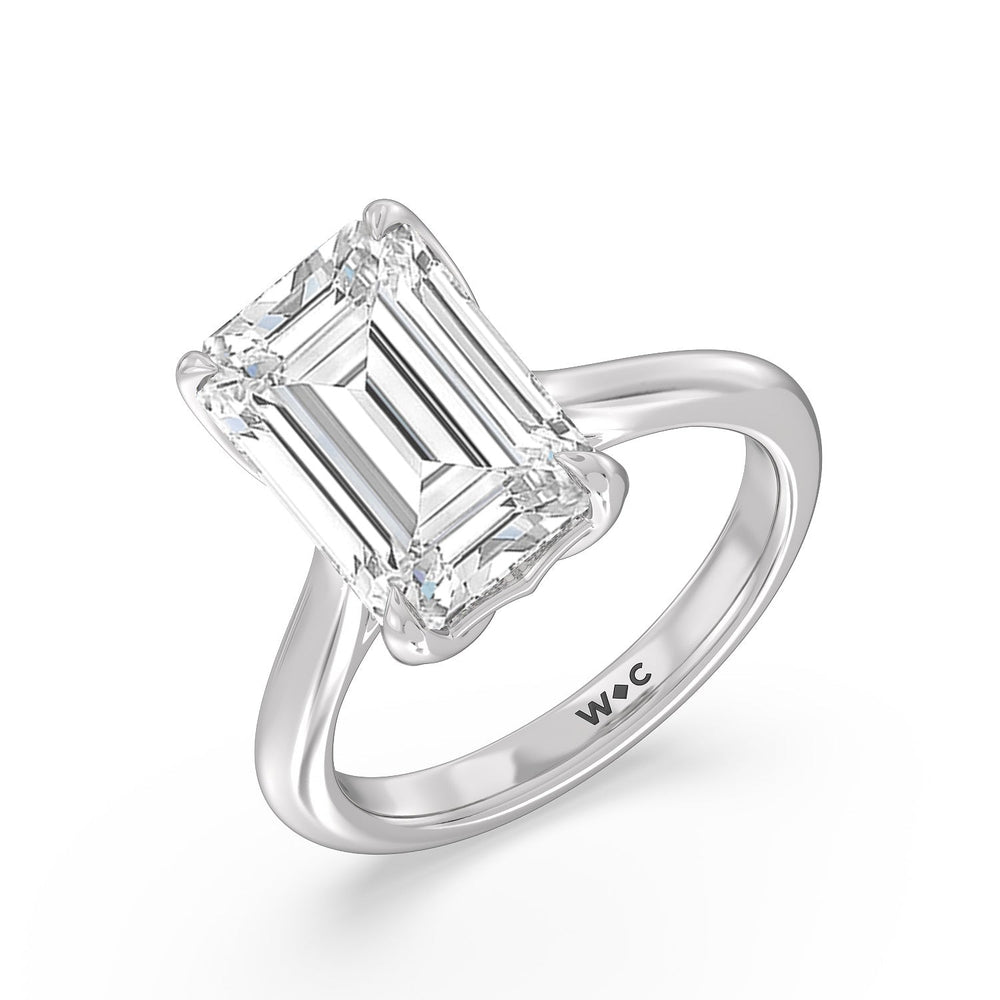 Famed Tulip Cathedral Ring with Emerald Cut Diamond in 14KT Platinum view 3
