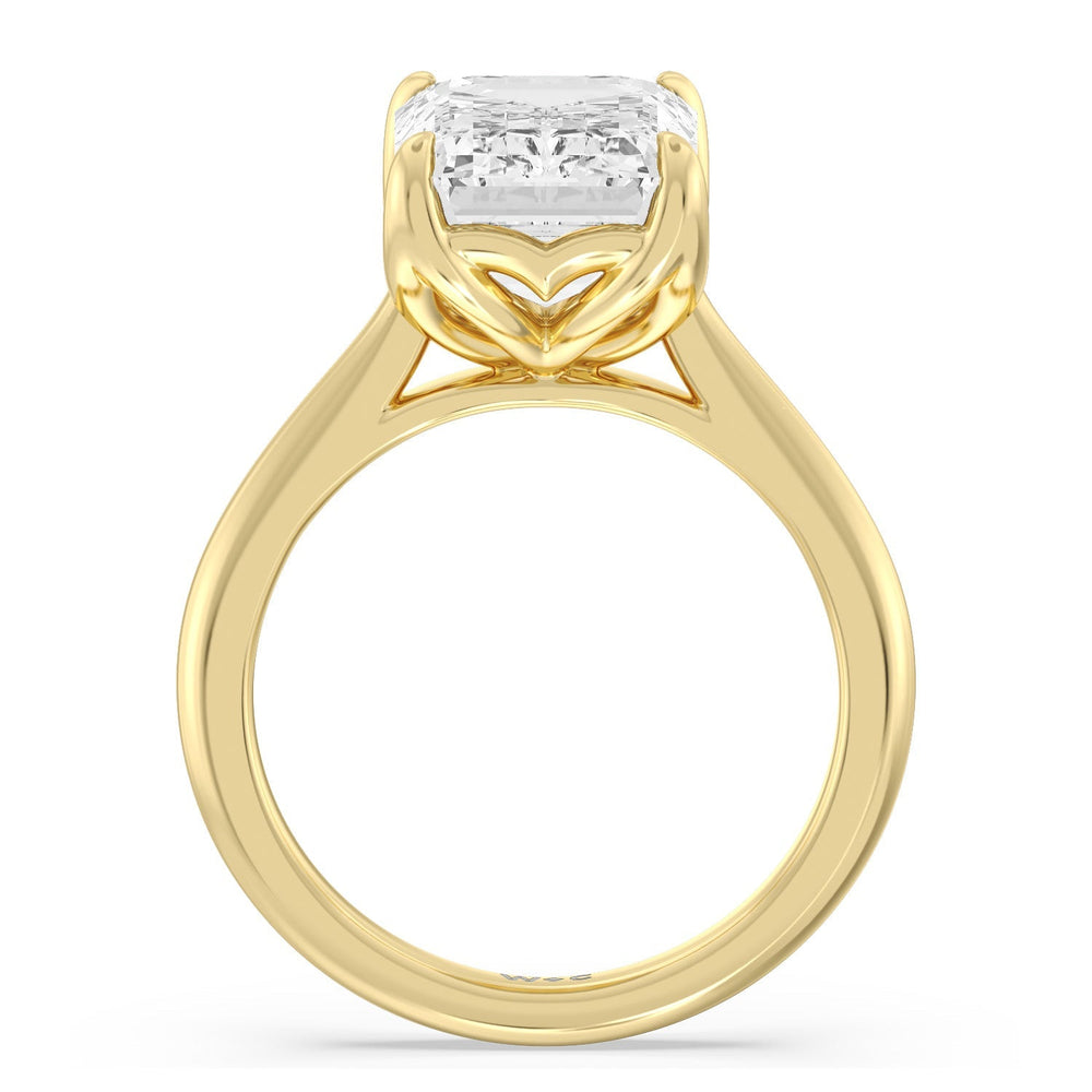Famed Tulip Cathedral Ring with Emerald Cut Diamond in 14KT Yellow Gold view 2
