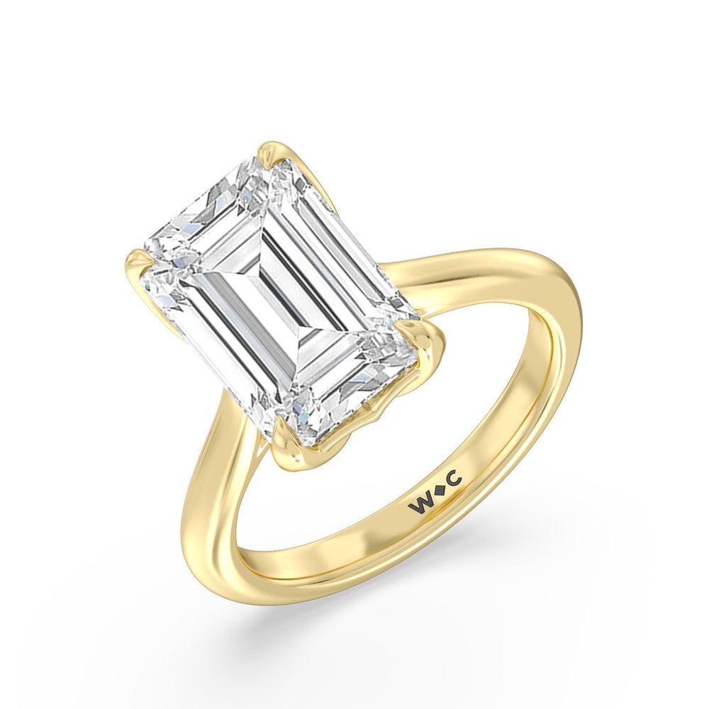 Famed Tulip Cathedral Ring with Emerald Cut Diamond in 14KT Yellow Gold view 3
