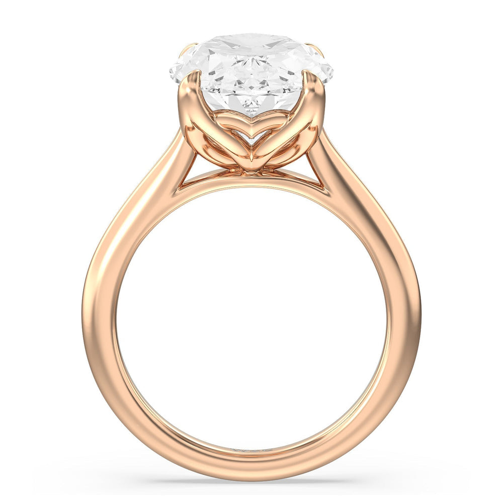 Famed Tulip Cathedral Ring with Oval Cut Diamond in 14KT Rose Gold view 2
