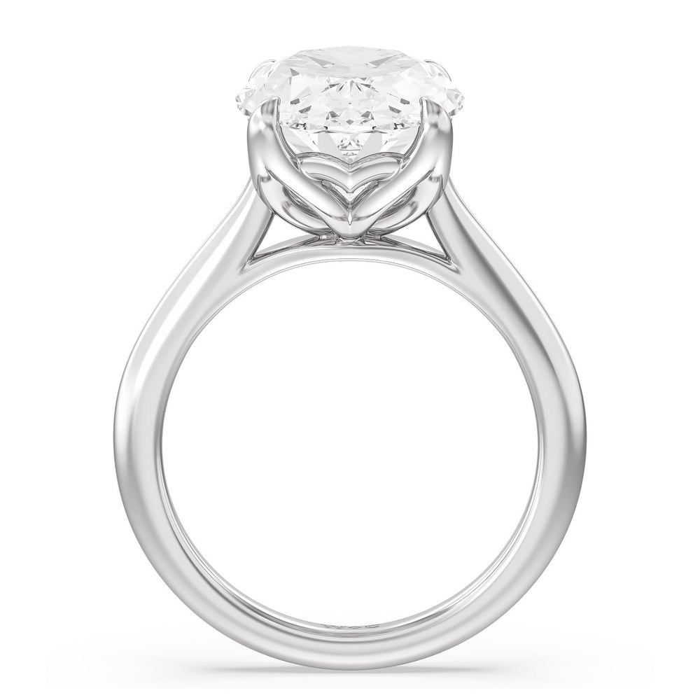 Famed Tulip Cathedral Ring with Oval Cut Diamond in 14KT Platinum view 2
