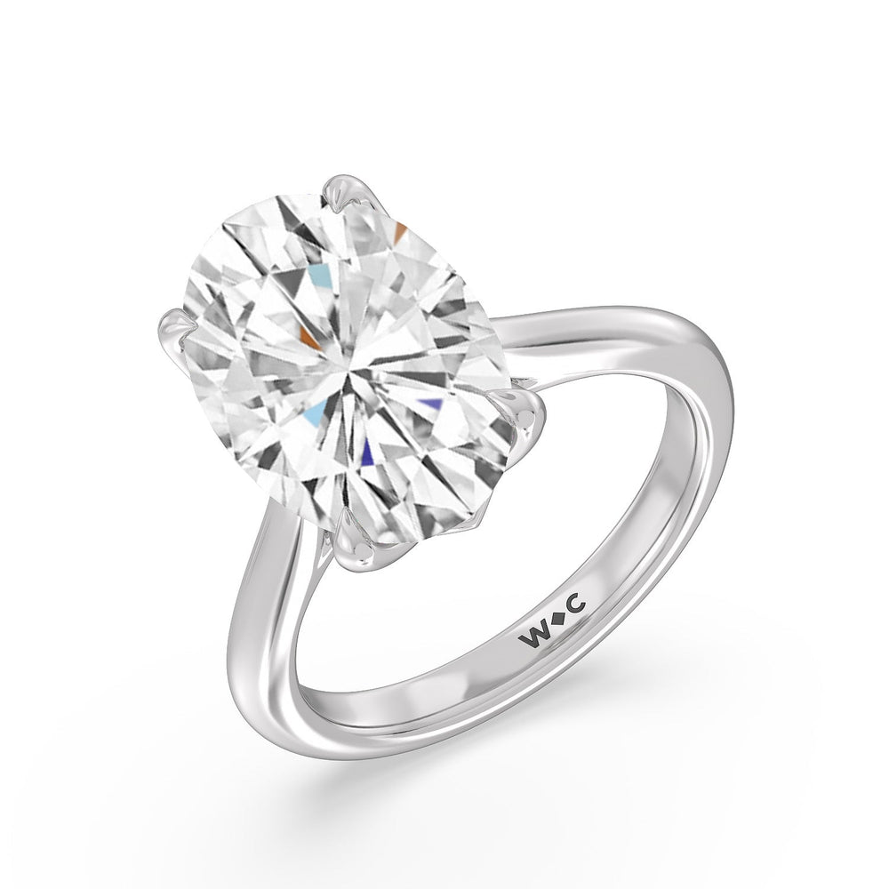 Famed Tulip Cathedral Ring with Oval Cut Diamond in 14KT Platinum view 3
