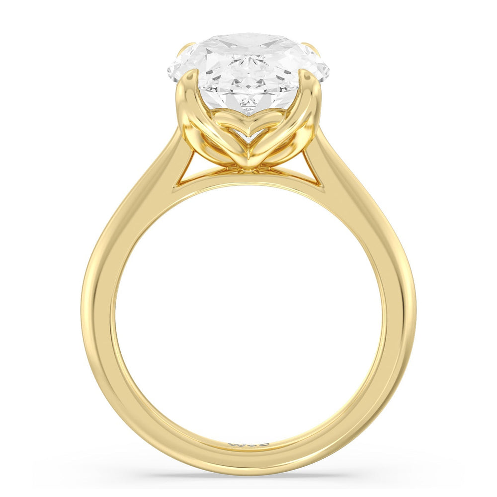 Famed Tulip Cathedral Ring with Oval Cut Diamond in 14KT Yellow Gold view 2
