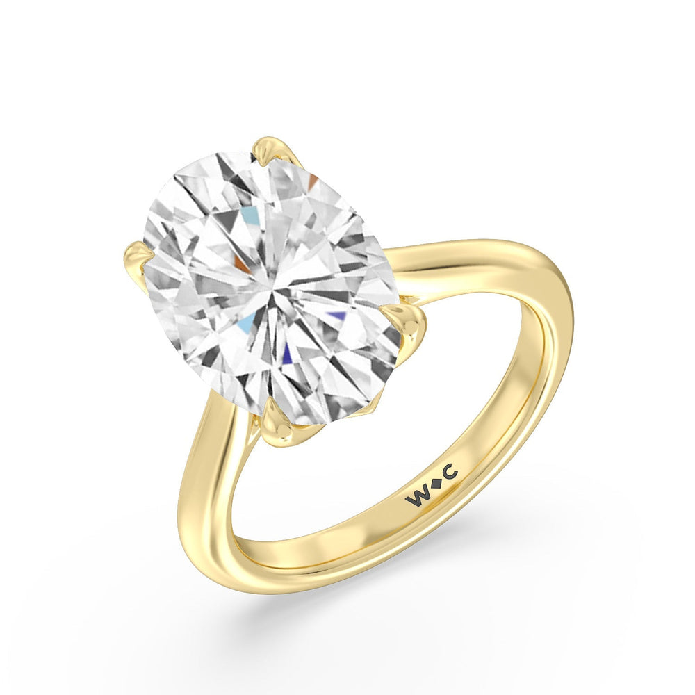 Famed Tulip Cathedral Ring with Oval Cut Diamond in 14KT Yellow Gold view 3
