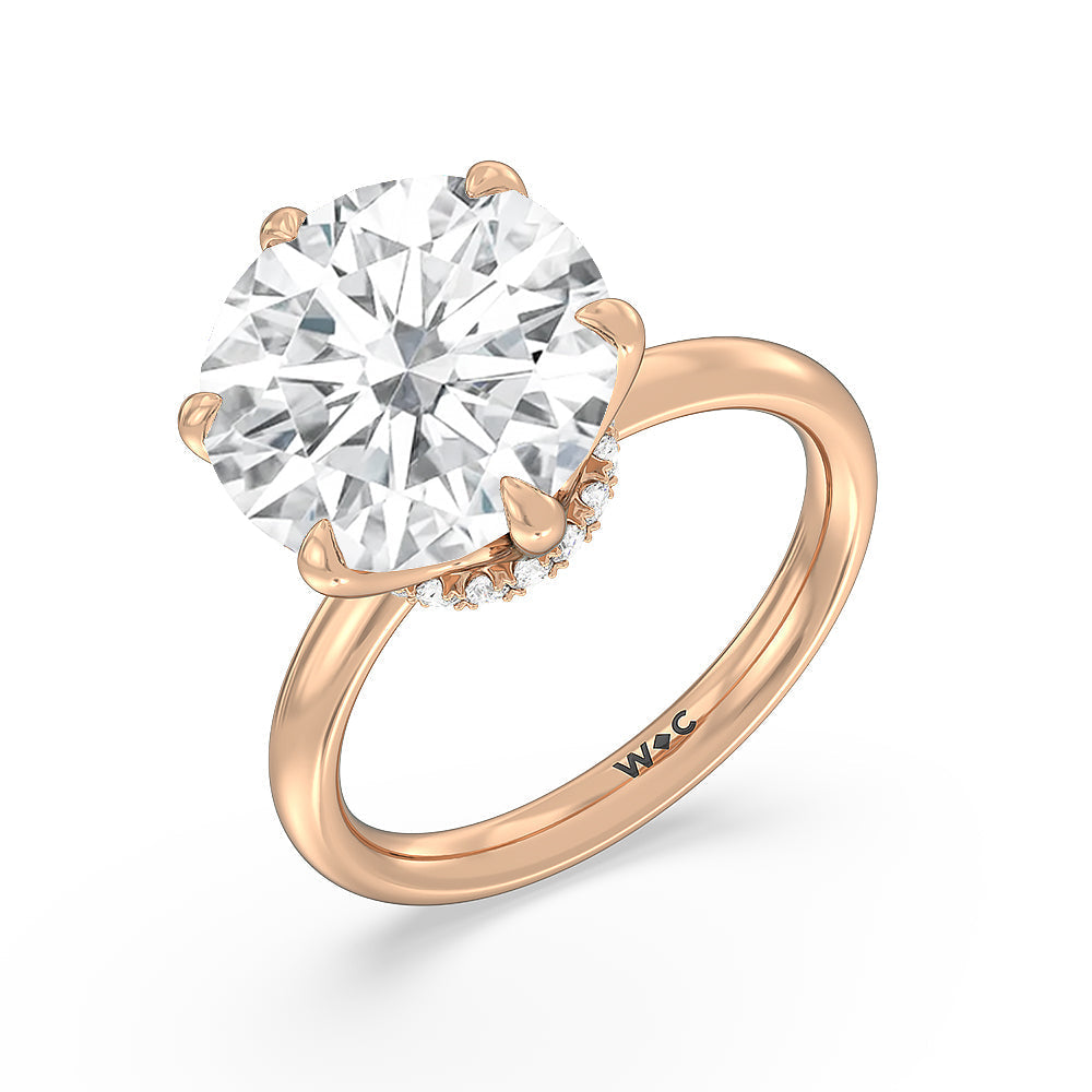 Elevated Hidden Halo Ring with Round Cut Diamond in 14KT Rose Gold view 3
