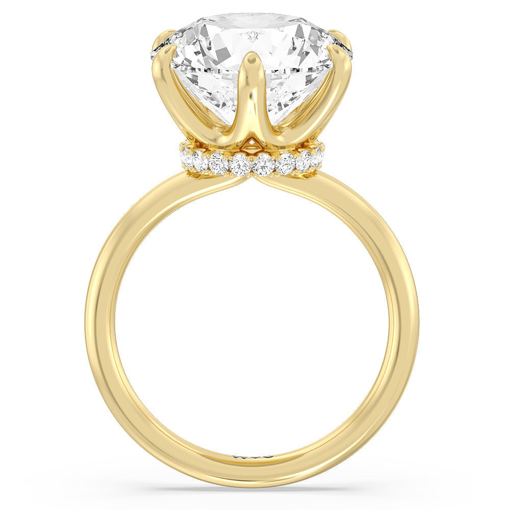 Elevated Hidden Halo Ring with Round Cut Diamond in 14KT Yellow Gold view 2

