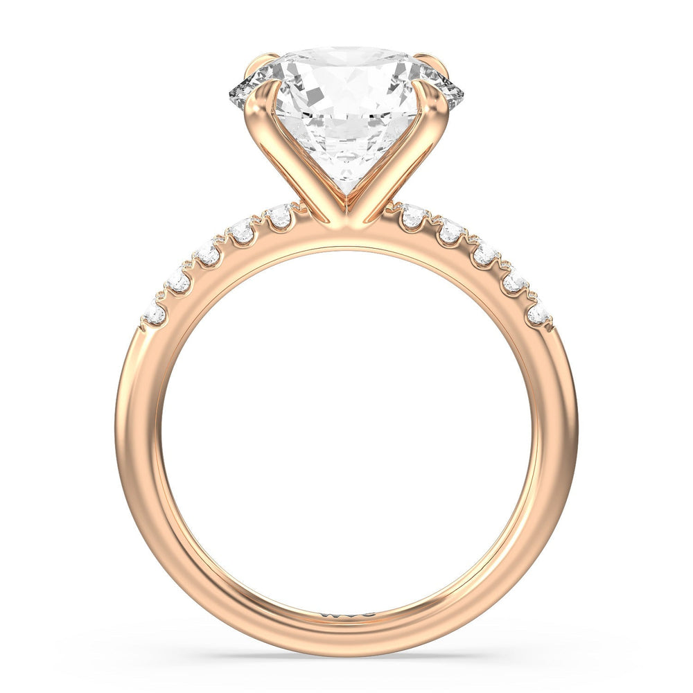 Lustrous Traditonal Pave Ring with Round Cut Diamond in 14KT Rose Gold view 2
