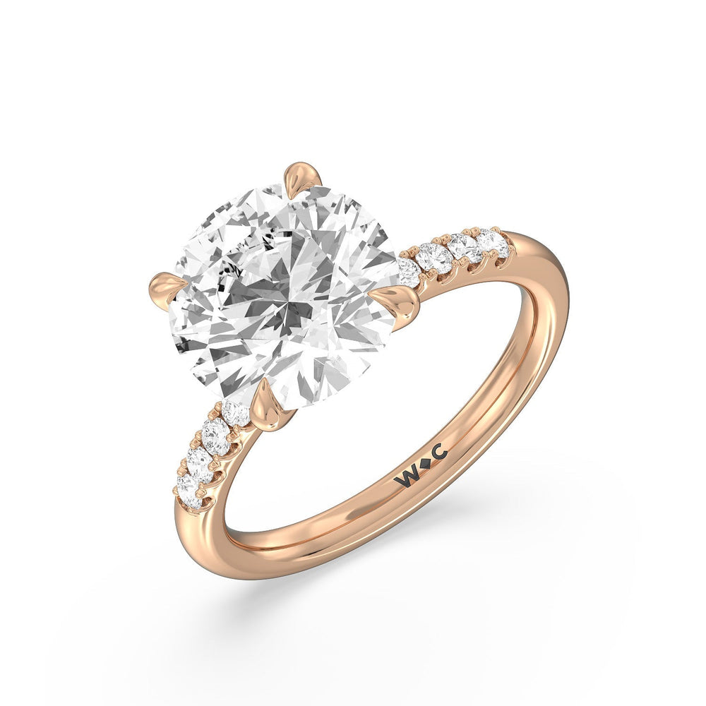 Lustrous Traditonal Pave Ring with Round Cut Diamond in 14KT Rose Gold view 3
