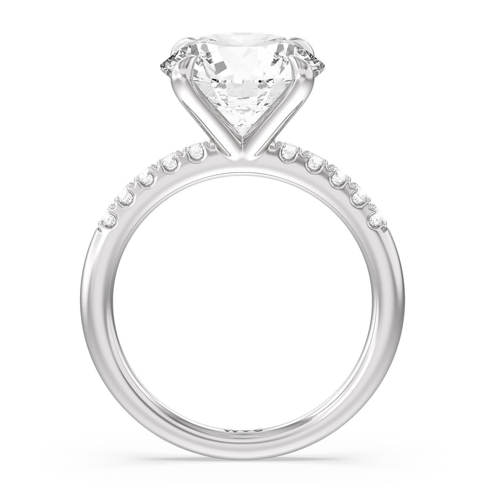 Lustrous Traditonal Pave Ring with Round Cut Diamond in 14KT Platinum view 2
