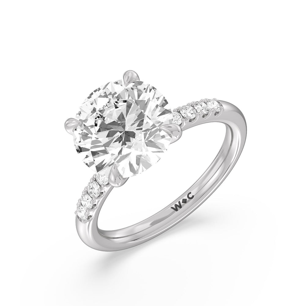 Lustrous Traditonal Pave Ring with Round Cut Diamond in 14KT Platinum view 3
