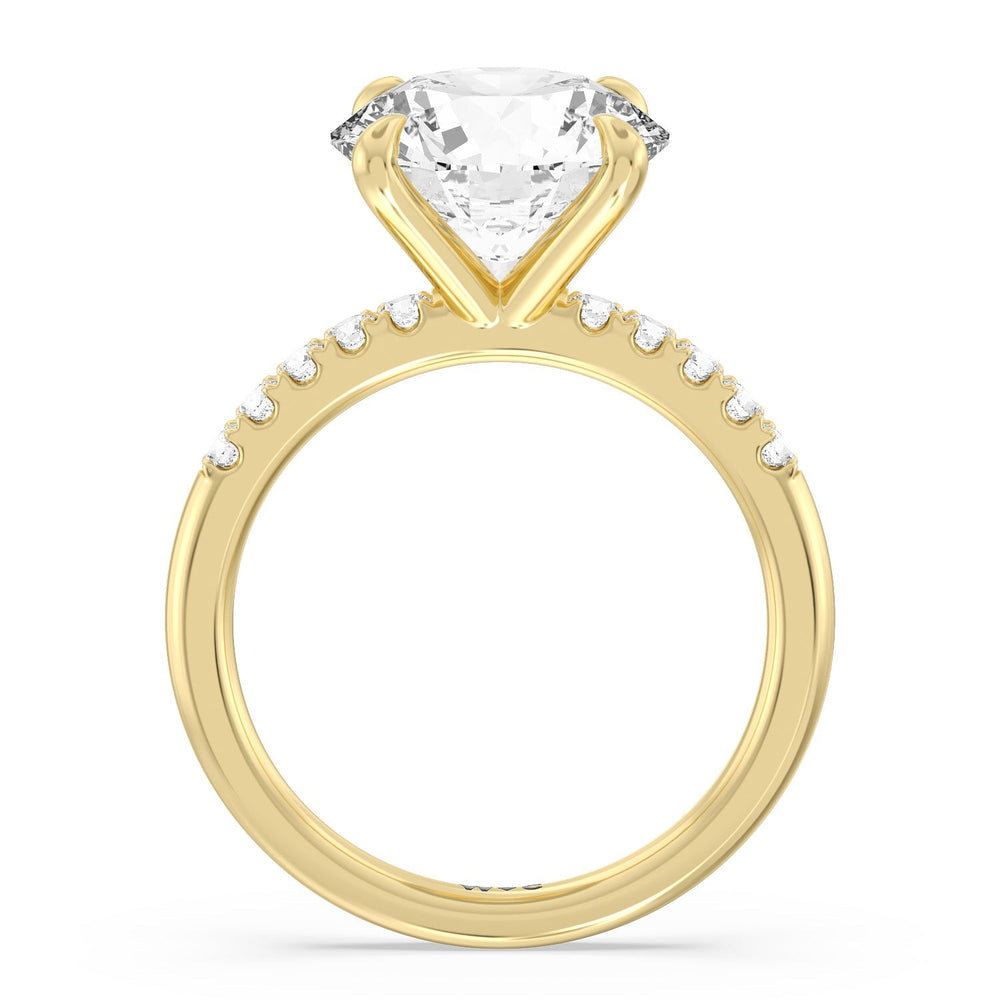Lustrous Traditonal Pave Ring with Round Cut Diamond in 14KT Yellow Gold view 2
