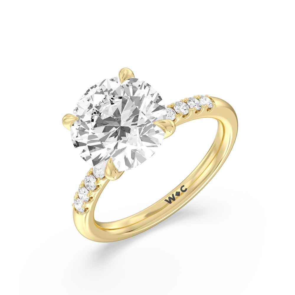 Lustrous Traditonal Pave Ring with Round Cut Diamond in 14KT Yellow Gold view 3
