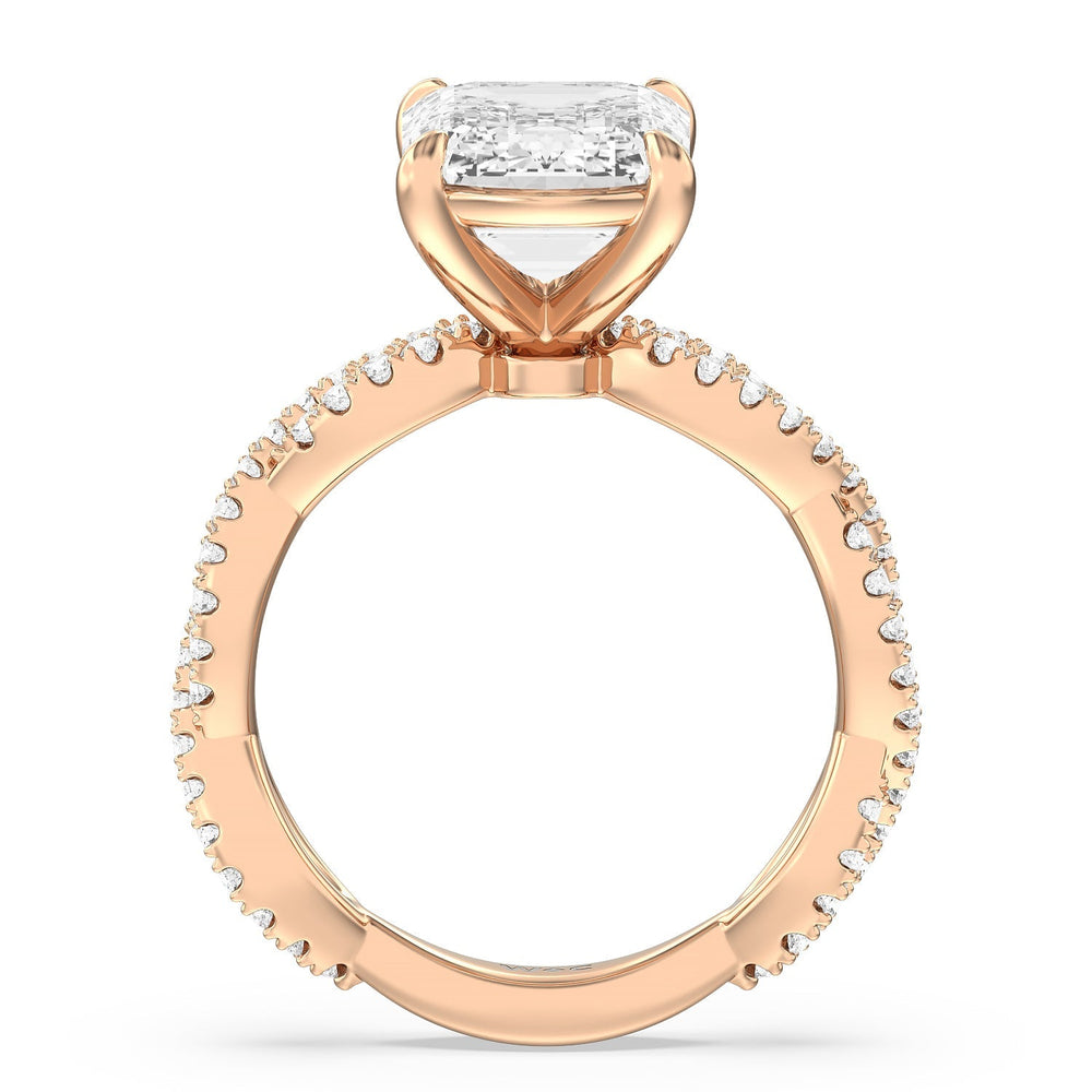 Emerald Cut Magnificient Twist Ring with Lab Grown Diamond in 14KT Rose Gold view 2
