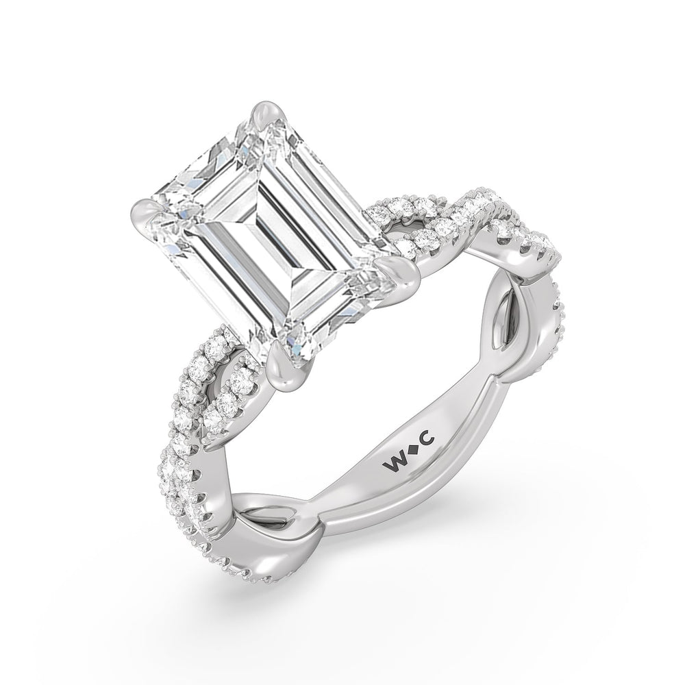 Emerald Cut Magnificient Twist Ring with Lab Grown Diamond in 14KT Platinum view 3

