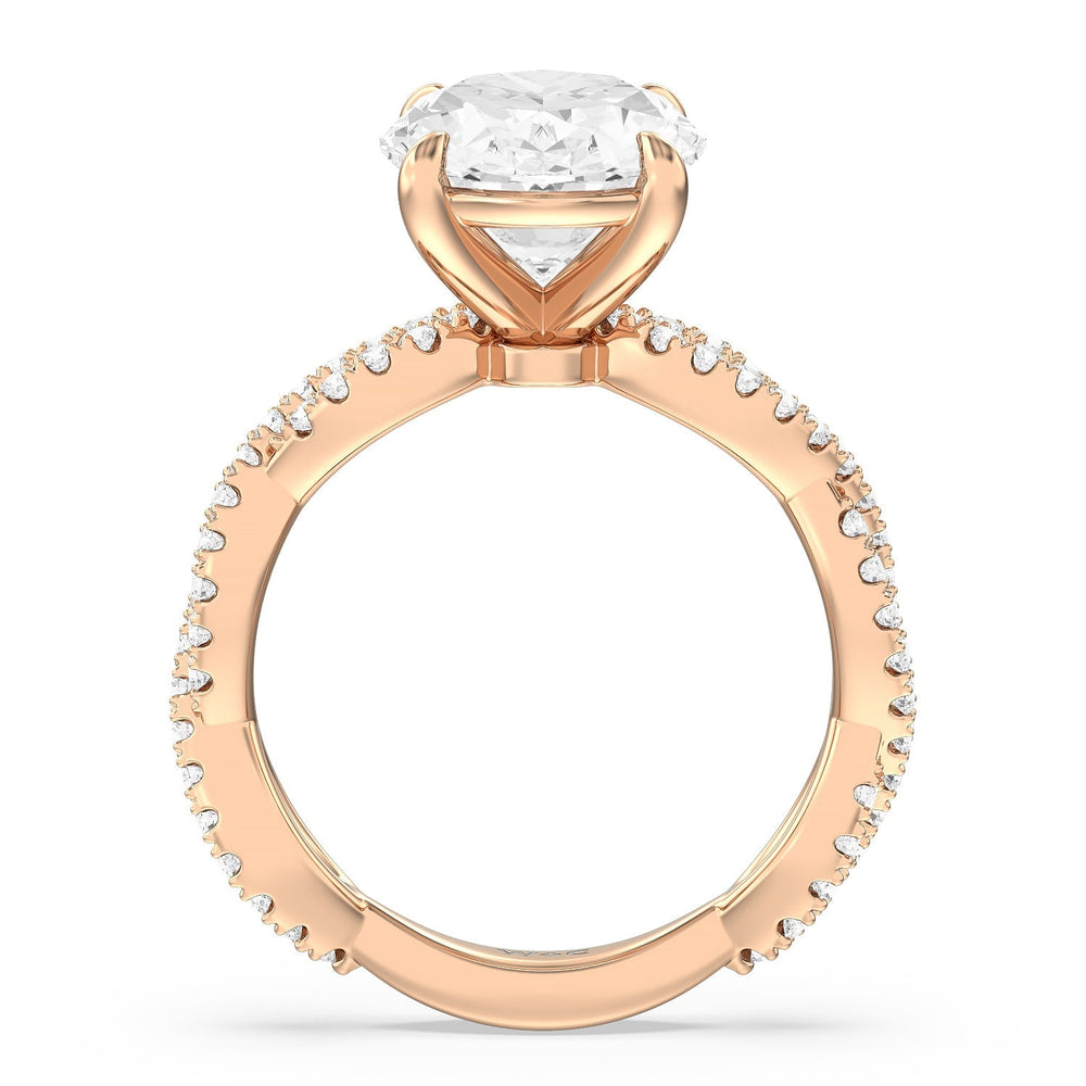Oval Cut Magnificient Twist Ring with Lab Grown Diamond in 14KT Rose Gold view 2
