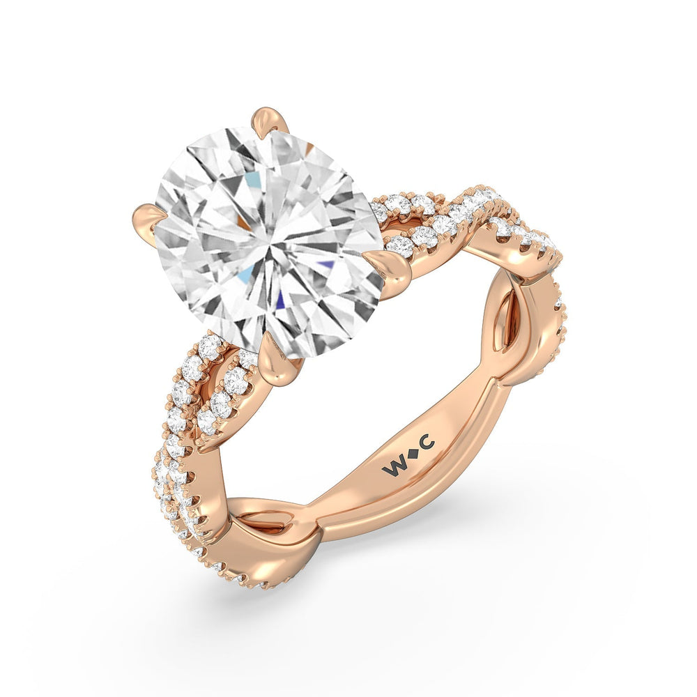 Oval Cut Magnificient Twist Ring with Lab Grown Diamond in 14KT Rose Gold view 3

