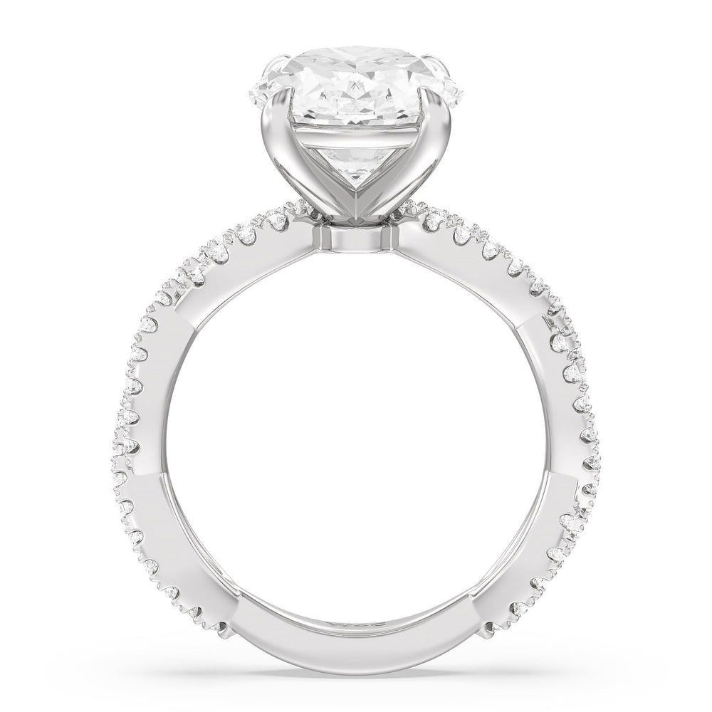 Oval Cut Magnificient Twist Ring with Lab Grown Diamond in 14KT Platinum view 2
