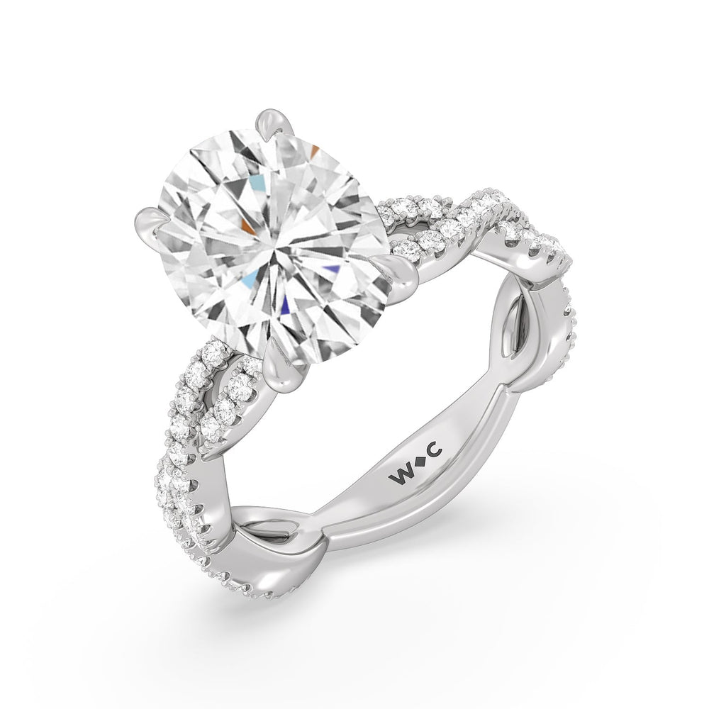 Oval Cut Magnificient Twist Ring with Lab Grown Diamond in 14KT Platinum view 3
