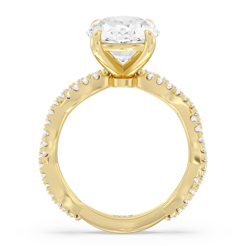 Oval Cut Magnificient Twist Ring with Lab Grown Diamond in 14KT Yellow Gold view 2
