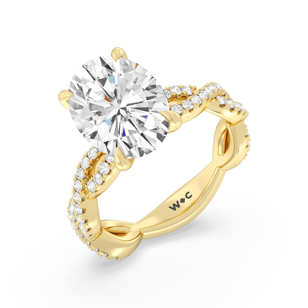 Oval Cut Magnificient Twist Ring with Lab Grown Diamond in 14KT Yellow Gold view 3
